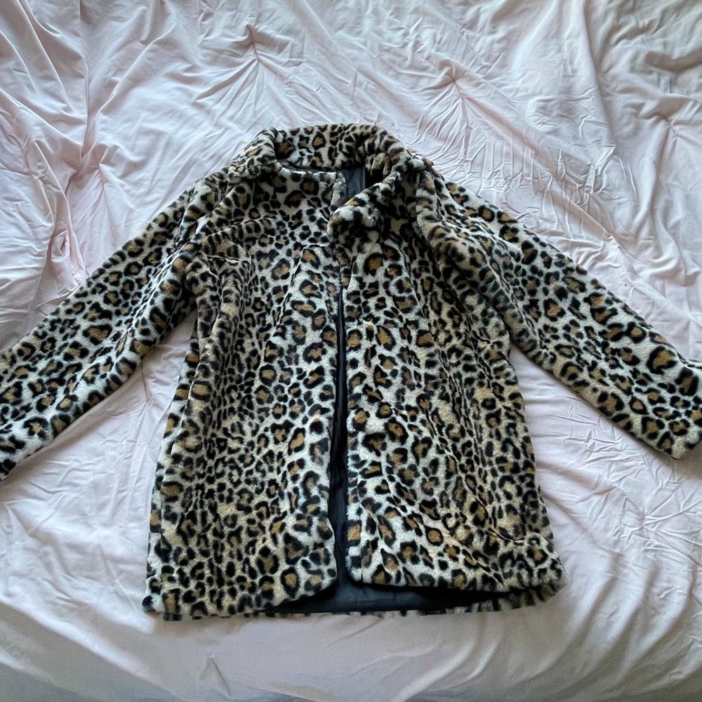 Fuzzy leopard print jacket